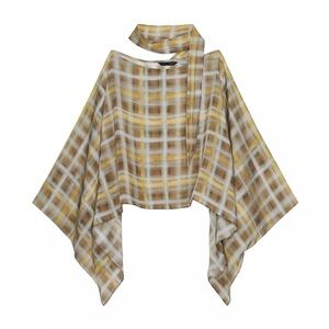Zara Plaid Scarf Cape Shirt